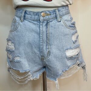 Denim Distresses Shorts - Relaxed Fit